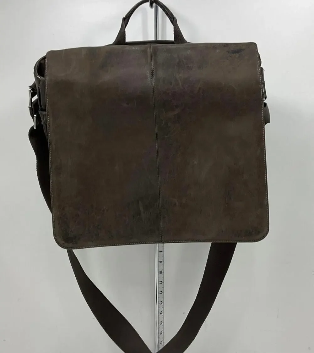 KNOMO UNISEX BROWN LEATHER MESSENGER BAG
